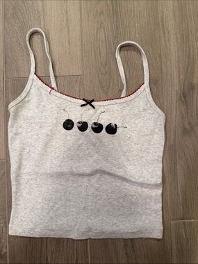 Garage Women's Light Gray Cherry Print Camisole Tank Top Size S